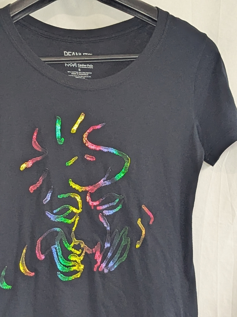 Peanuts Cedar Fair Snoopy Rainbow Graphic Tee Womens Small Black - Picture 5 of 8